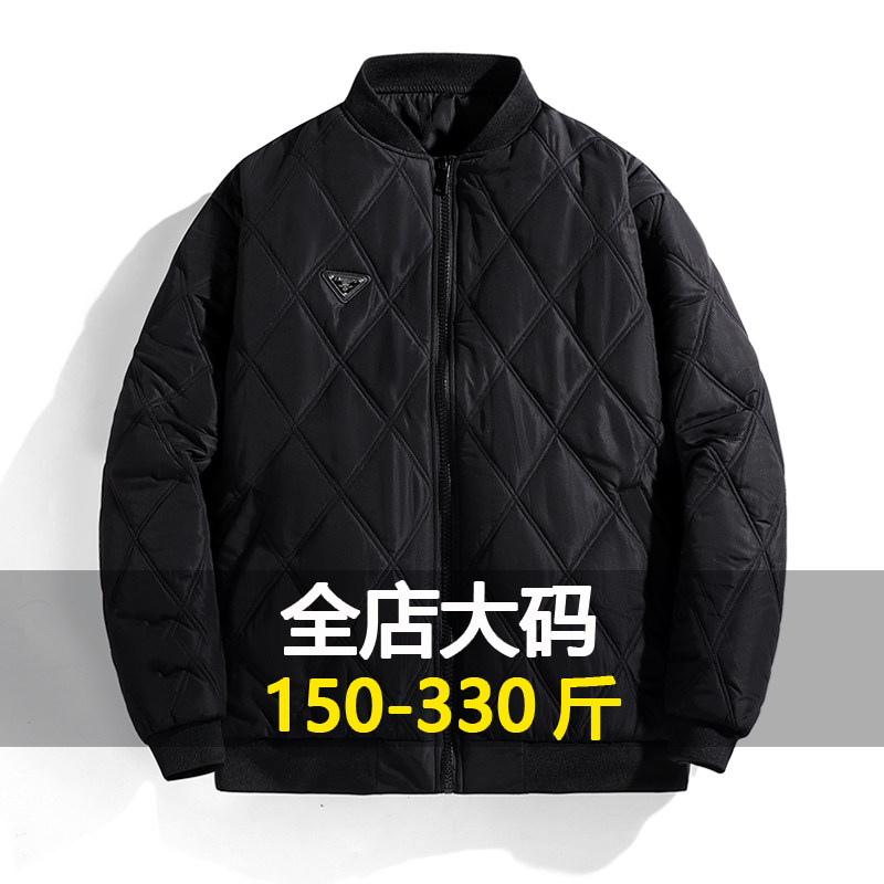 大码冬季新款外套棒球服棉衣男士潮流棉袄商务休闲加肥加大薄棉服
