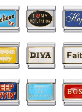 不锈钢个性英文DIY意大利模块手链表带情侣闺蜜礼物Italian charm