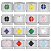 彩色滴油四叶草模块手链不锈钢冲压图案diy弹力表带配件情侣礼物