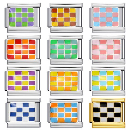 彩色棋盘格意大利模块手链