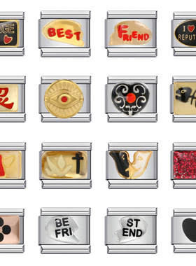 焊接图案不锈钢DIY意大利模块手链弹力拼接表带礼物Italian Charm