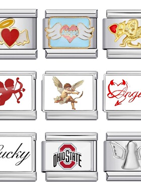 意大利模块手链天使图案不锈钢焊接滴油DIY拼接表带情侣闺蜜礼物