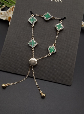 外贸饰品A2新款几何镶嵌彩色松石街拍走秀漂亮大气可松紧手链手镯