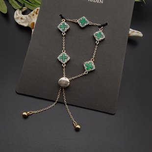 外贸饰品A2新款几何镶嵌彩色松石街拍走秀漂亮大气可松紧手链手镯