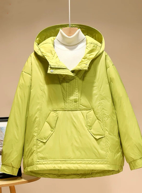 羽绒服女短款连帽长袖防风保暖时尚休闲90白鸭绒82205