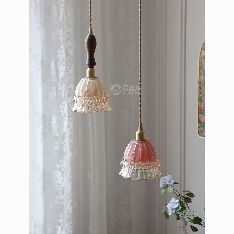 复古日式玻璃小水母小吊灯简约现代法式吧台过道橱窗卧室床头灯具