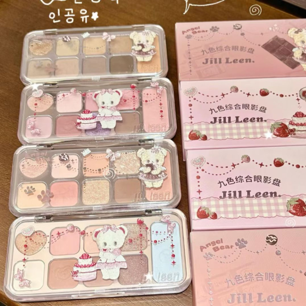 JILLLEEN九色眼影面综盘百搭显色闪光丝绒哑光珠光大地色小熊眼影