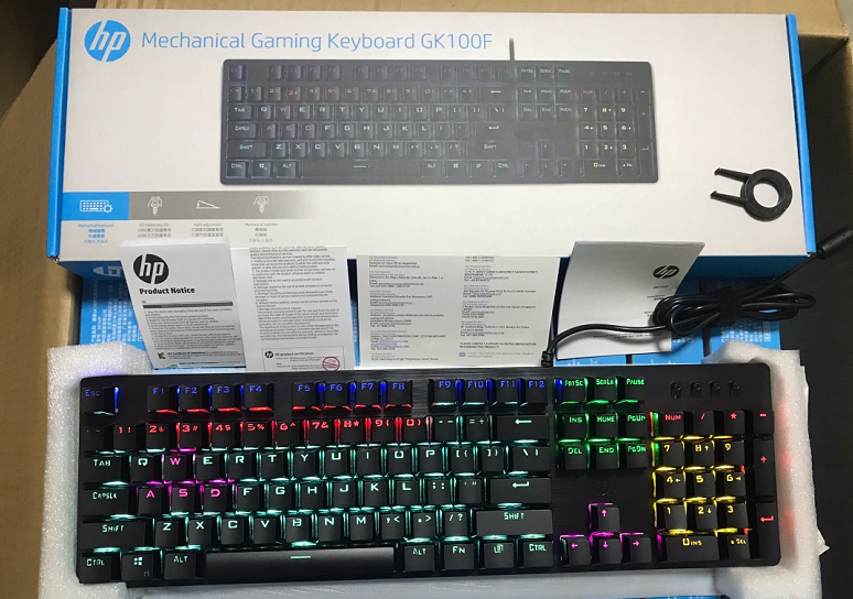 hp/惠普gk100f机械键盘青轴电竞游戏办公台式笔记本电脑usb有线