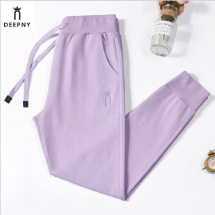 显瘦弹力跑步 束脚修身 女士春秋薄厚纯棉小脚运动长裤 休闲哈伦裤