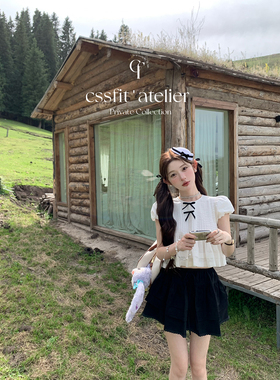 迟伞伞 奶香荷尔蒙 sst抓襟重工纯棉衬衫蝴蝶结短上衣无袖/短袖女