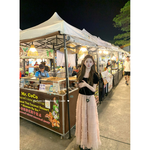 迟伞伞进口丝绒上衣&粉色纱裙