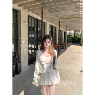 三件套装 春和景明 吊带短裤 少女感木耳边防晒白衬衫 迟伞伞26