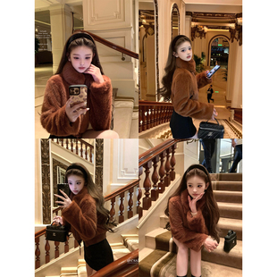 anna酱短款 生巧摩卡 翻领焦糖色环保皮草外套两色入 迟伞伞25