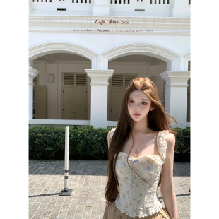 小黄花撞色刺绣花边上衣 明媚橘光 短裙套组 迟伞伞26