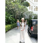 Lizzy记事本 系带白衬衫 迟伞伞26 蕾丝边天丝棉花边白直筒裤 春