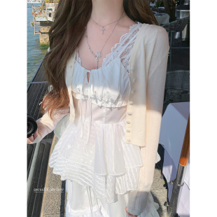 防晒冰麻感镂空针织开衫 迟伞伞 软软松饼组 奶黄本白两色