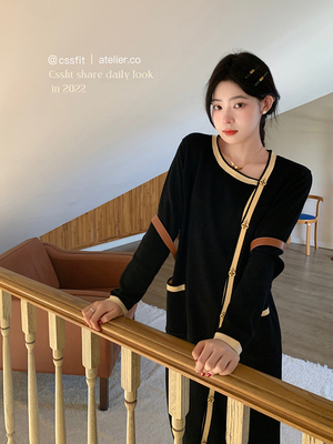 小香风针织羊毛连衣裙