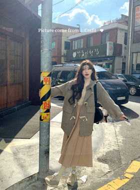 迟伞伞  流心榛果挞 暖洋洋黄油毛呢百褶半身长裙百搭高腰长裙女