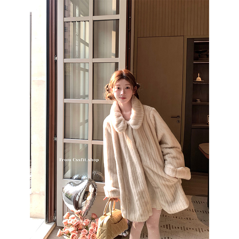 迟伞伞超绝手感环保皮草毛外套