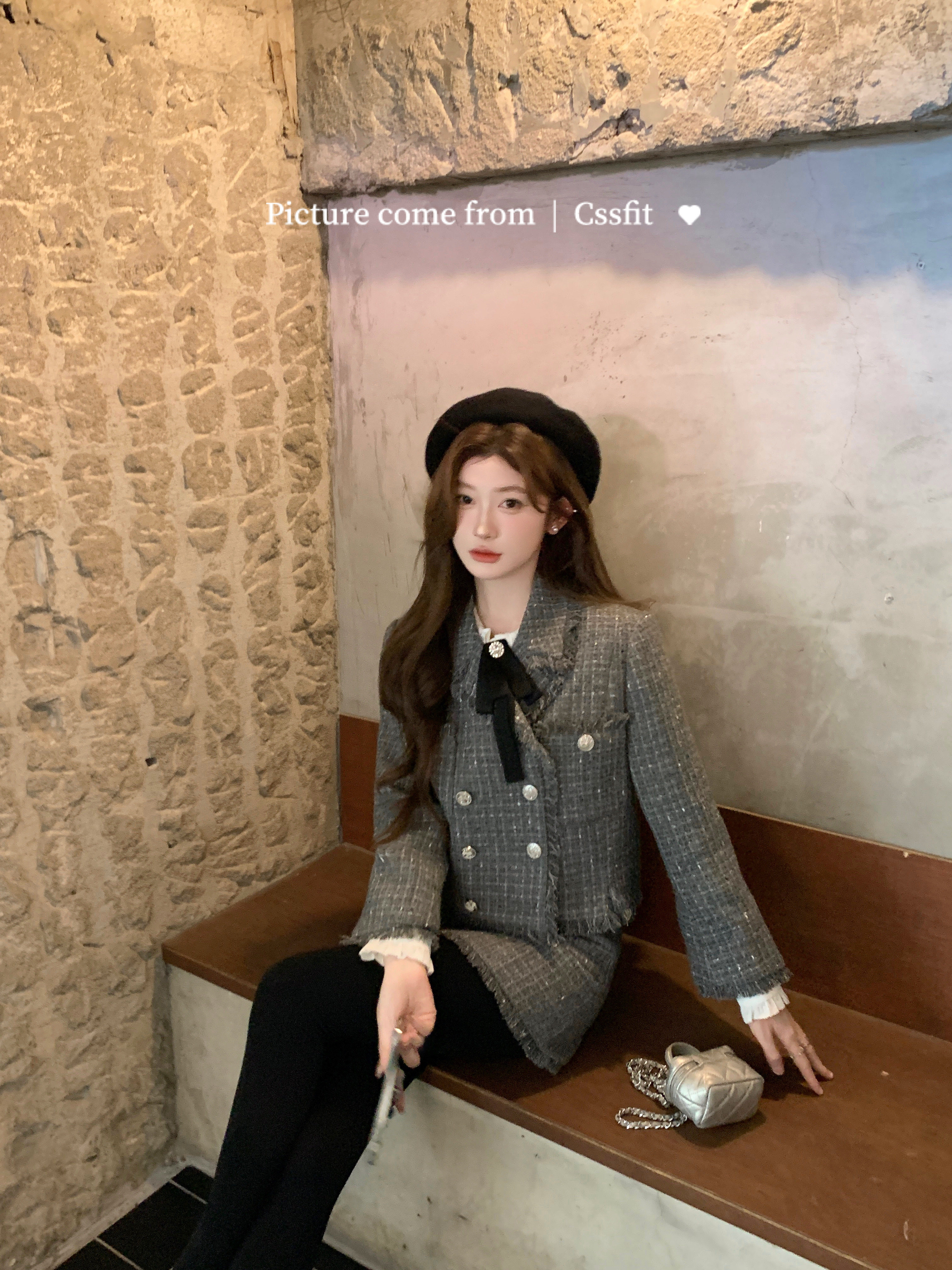 迟伞伞羊毛小香外套长裙短裙套装