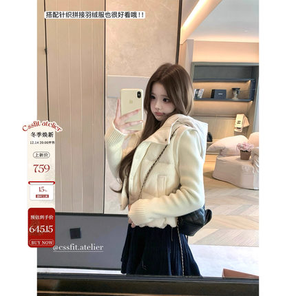 迟伞伞25/fw 冰岛日记 可拆卸袖子针织拼接90白鸭绒羽绒马甲外套