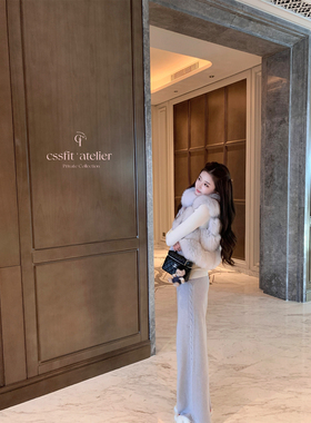 迟伞伞25/fw 月梨奈 lp侧面麻花针织长裤慵懒休闲裤双色入