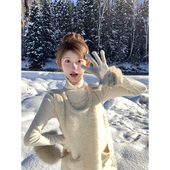 豆乳盒子 圈圈毛纱羊毛背心短裙蓝衬衫 高领打底衫 迟伞伞 套装 女