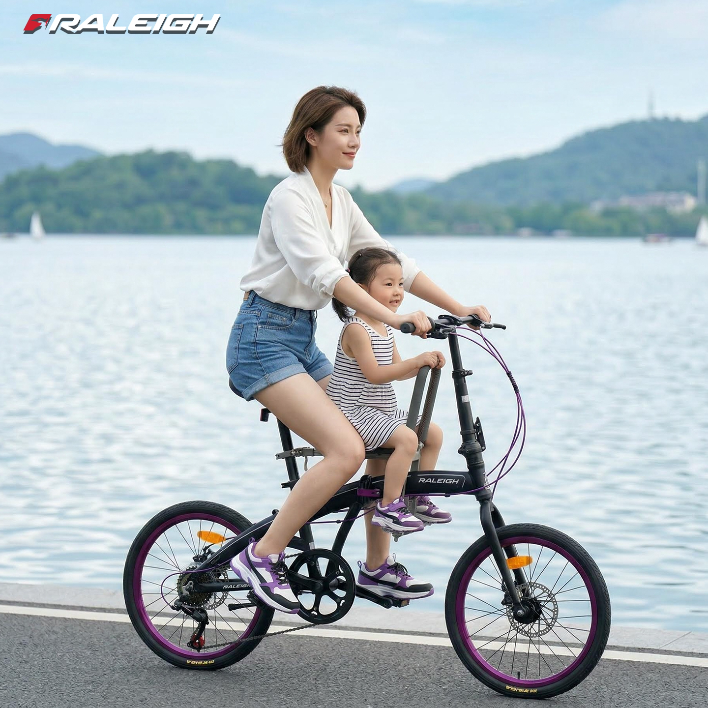 英国兰令油刹变速折叠自行车20寸超轻亲子母子车家用接送孩子代步