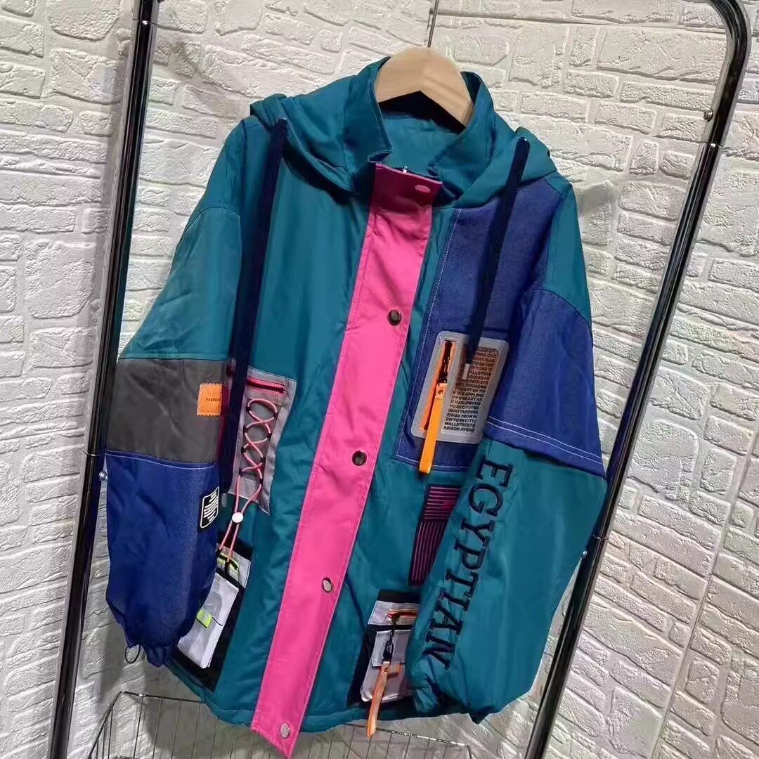 「MINER」亏本清仓  特价福利  时尚拼接撞色口袋宽松棉服外套女