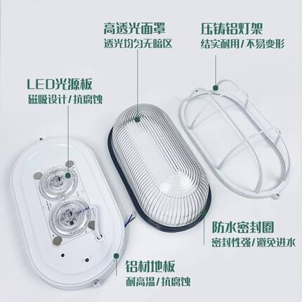 沈防led防爆灯防水防潮防尘三防灯卫生间阳台仓库厂房吸顶灯壁灯
