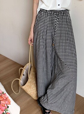 MISS RUILI定制 新款时髦百搭休闲格子长裤通勤简约休闲裤F1948