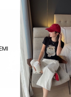 MISS RUILI定制 春季新款卡通印花短袖上衣休闲时尚百搭T恤F1766