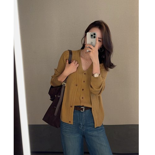 MISS RUILI定制   新款韩版V领设计假两件通勤简约针织开衫F2662