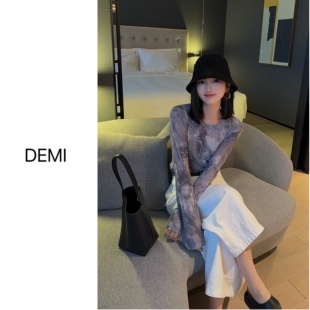 设计感扎染网纱T恤百搭防晒罩衫 早春新款 F1737 RUILI定制 MISS