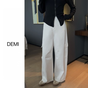 韩版 新款 高腰时尚 阔腿宽松显瘦工装 F1695 MISS 休闲裤 RUILI定制