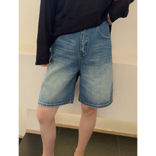 MISS RUILI定制  新款基础百搭简约纯色洋气时髦牛仔短裤F2339