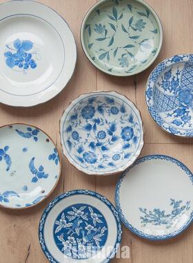※日本进口青花瓷釉下彩中小盘陶瓷餐具圆盘青瓷陶瓷盘菜盘家用