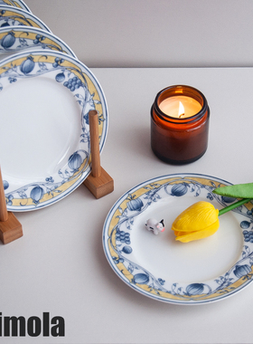 ⭐日本中古则武Sam remo系列餐盘点心盘黄色彩绘田园风日式1A3333