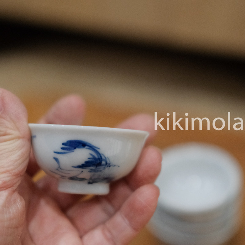 日本制手作青花瓷主人杯品茗杯茶盏家用陶瓷功夫白瓷茶杯中古藏品