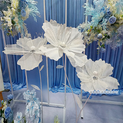 假花仿真花铁艺丝网花美陈摆件