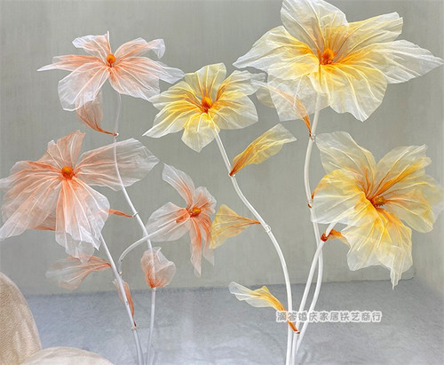 铁艺网纱花仿真百合美陈装饰假花