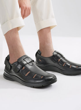 ECCO爱步男士透气牛皮凉鞋
