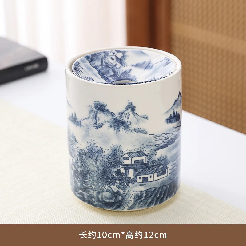 烟灰缸陶瓷大号烟缸家用办公室中式个性创意客厅酒店防风烟缸轻奢
