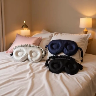 100%桑蚕丝3D立体鼻翼眼罩可调节松紧睡眠遮光鼻梁托真丝护眼罩潮