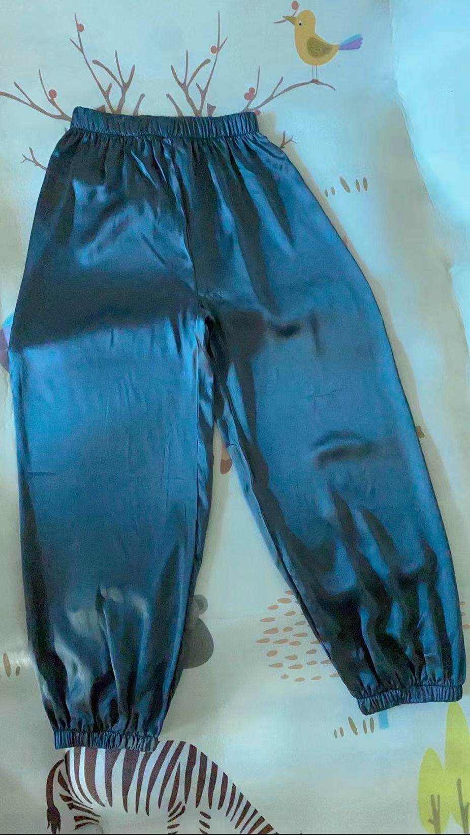 100%真丝灯笼裤男桑蚕丝休闲裤肥胖家居裤丝绸晨练健身裤太极长裤