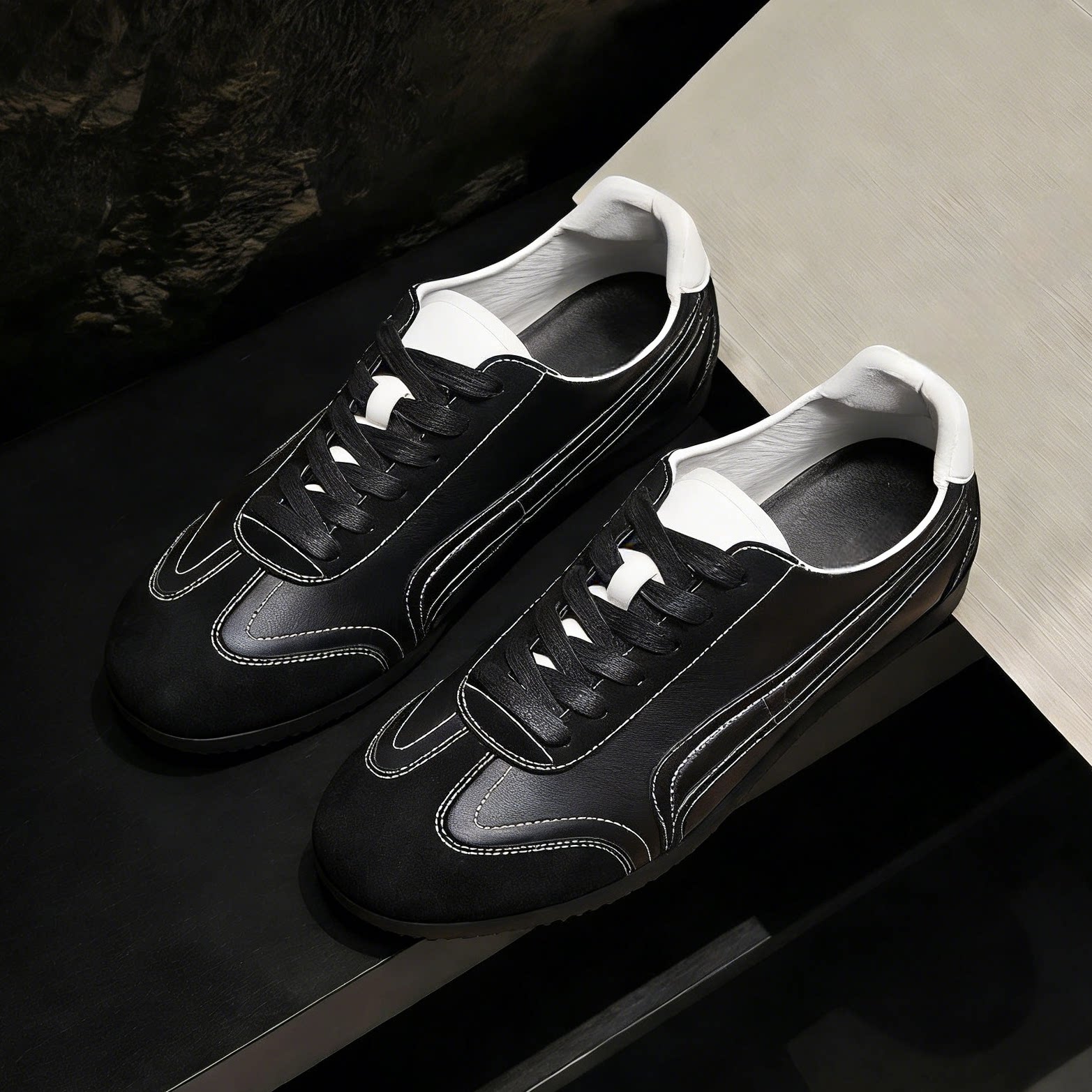 黑色极简德训鞋男款平底复古高级感通勤小皮鞋真皮T头休闲德比鞋