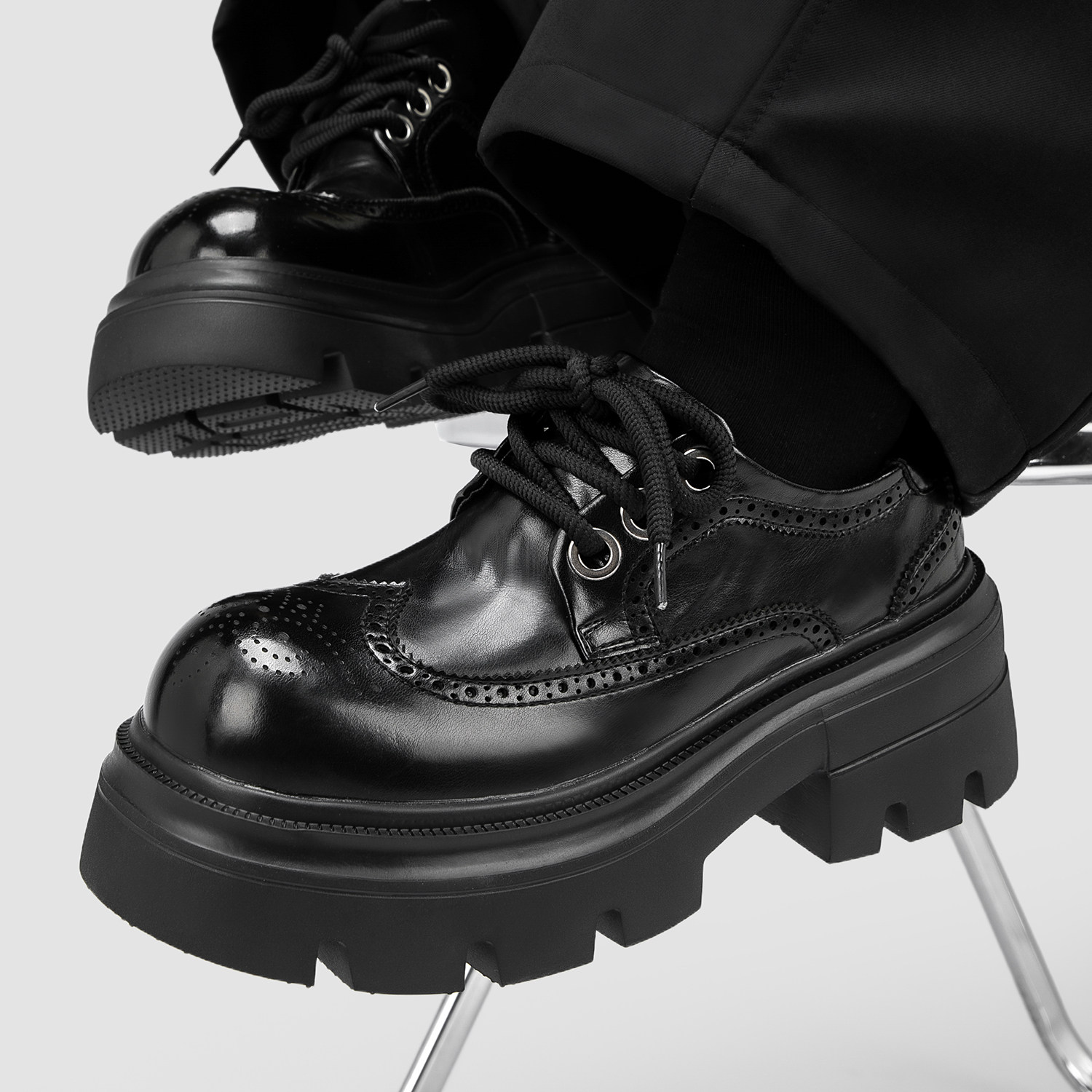 布洛克德比鞋老钱风男士皮鞋潮流百搭时尚厚底真皮6CM增高休闲鞋