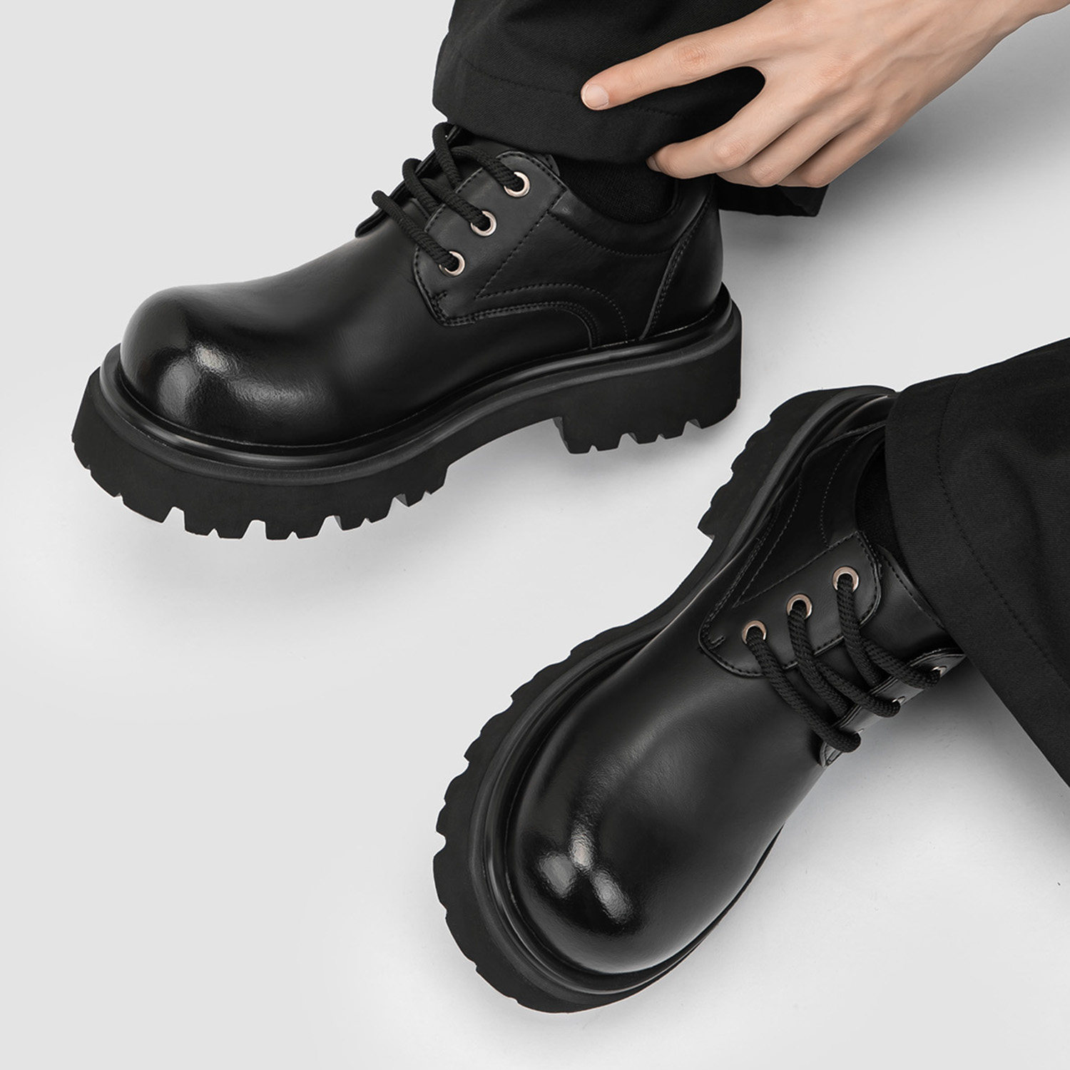 「影茧」增高厚底休闲皮鞋男德比圆头潮流真皮夜店老钱风大头鞋,流行男鞋,正装皮鞋,淘宝优惠券,粉丝福利购,淘宝优惠卷