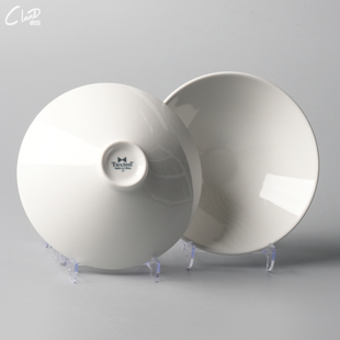 简约白色陶瓷深盘商用斗笠碗特色餐具圆形汤碗实用型酒店餐厅用品