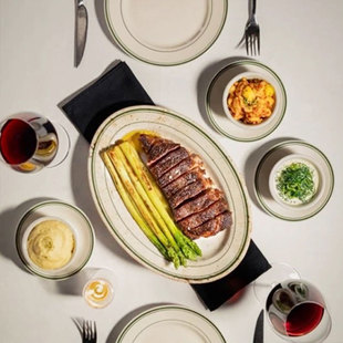 宽边绿线耐高温牛排盘美国TUXTON牛扒盘西餐厅创意椭圆西式陶瓷盘